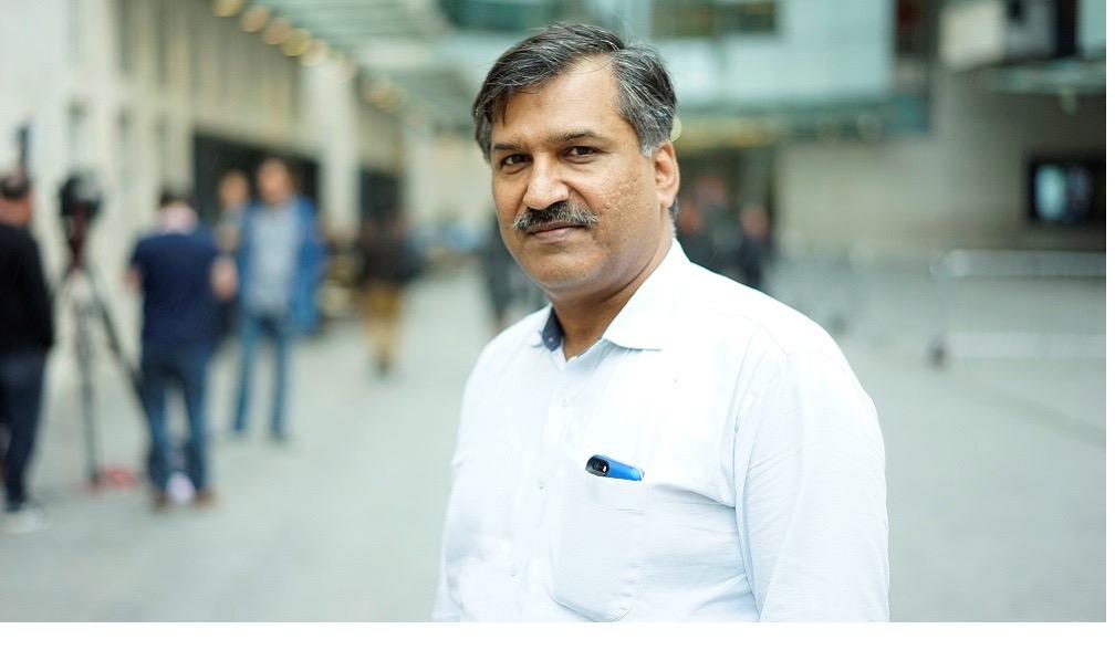 Sajid Iqbal outside BBC Broadcasting House